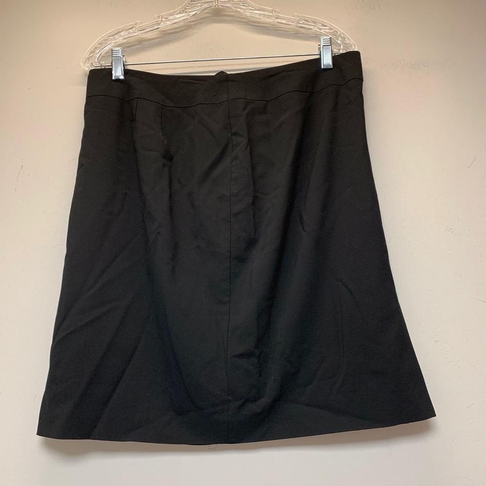 Talbots A-Line Skirt Womens 14 Black Excellent Stretch Wool Blend Office 12654